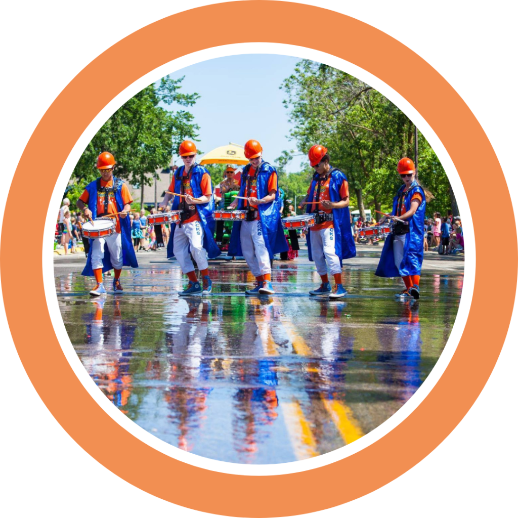 The Kracker Jacks Drumline playing at a parade