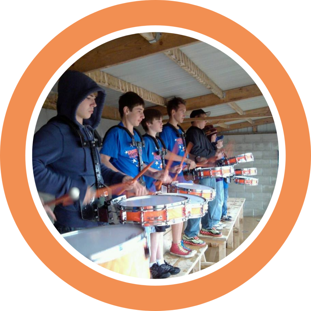 Jr. Jacks Drumline practicing together