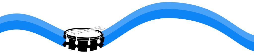 Snare drum graphic with blue wavy lines